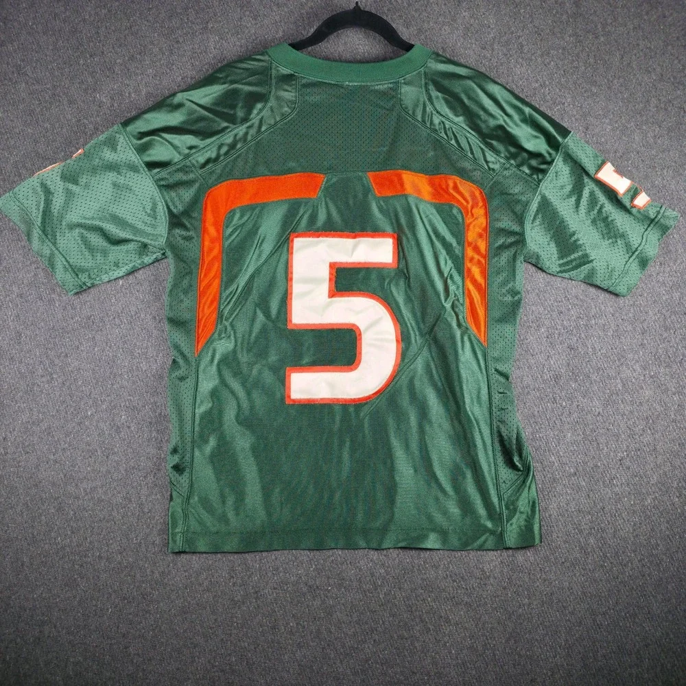 Vintage Y2K Miami Hurricanes #5 Nike Football Jersey Mens M Bottom Jock Tag Rem